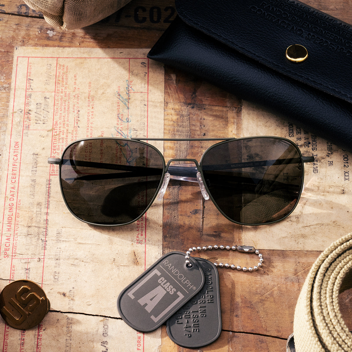 Class A Aviator Inspired by the Military Military Olive Sunglasses Randolph USA