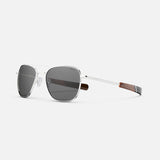 Aviator - 23k White Gold & American Gray with Jetway Temples - Prescription Sunglasses