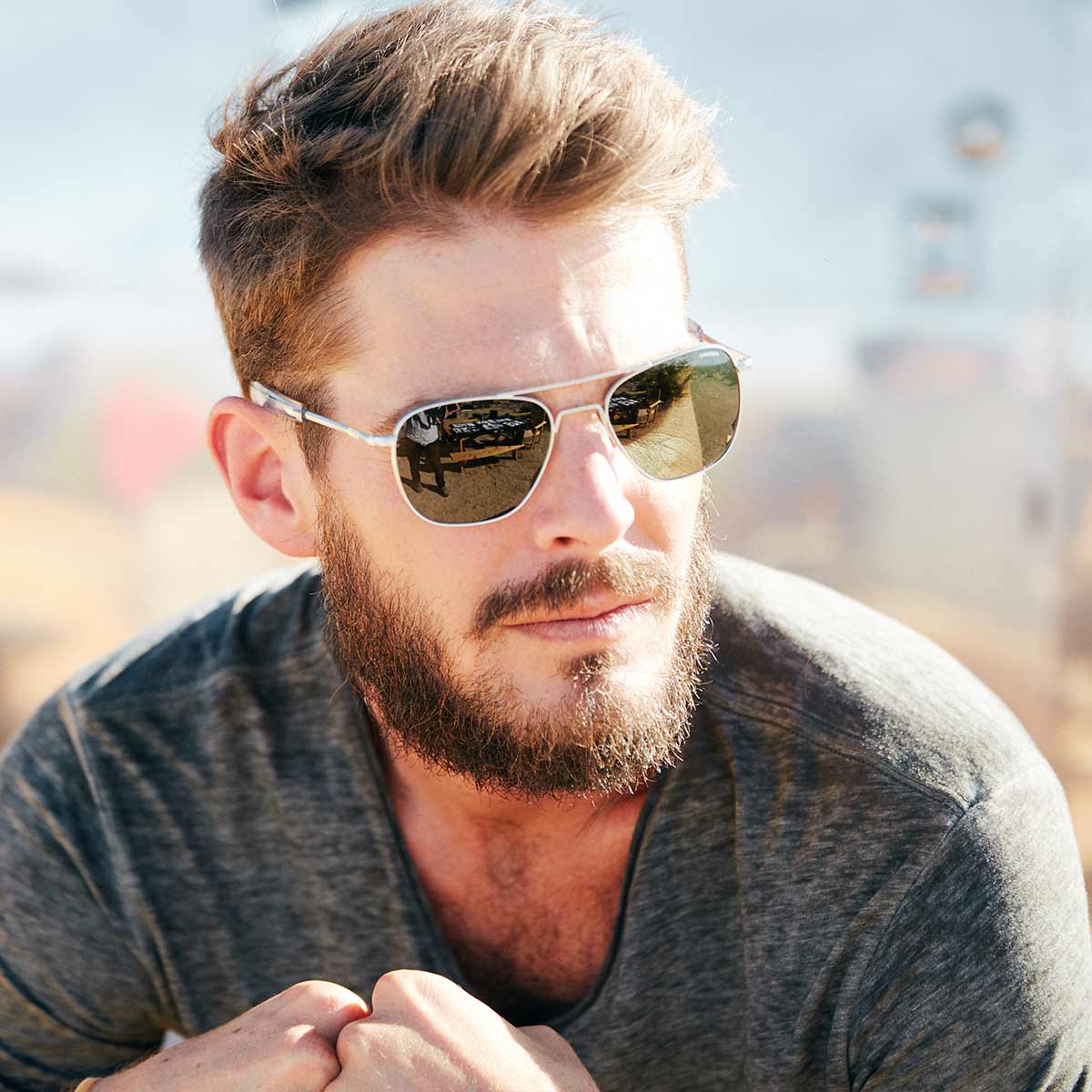 Chrome aviator sunglasses on sale